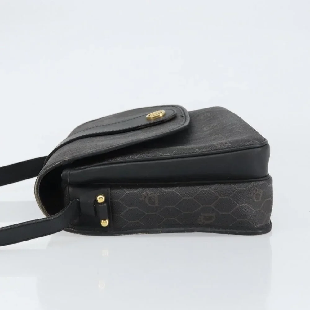 Authentic Christian Dior Honeycomb Canvas Shoulder Bag PVC Black Gold - Picture 11 of 16